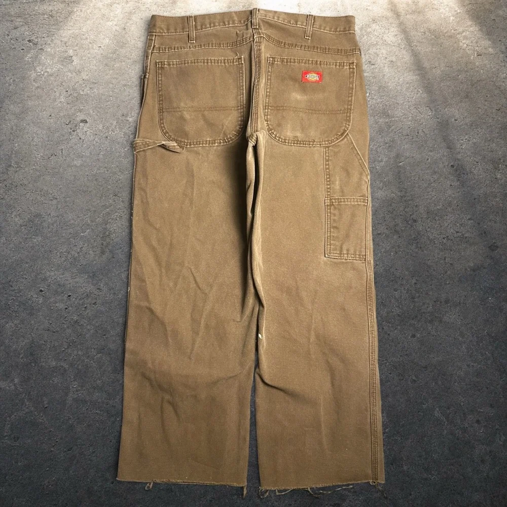 Dickies Brown Distressed Carpenter Pants Skater Baggy Vintage 34/26
